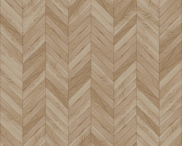 istock Seamless chevron 45 degree wood texture. Natural Oak hardwood or laminate pattern. Medium size planks. 1276978044