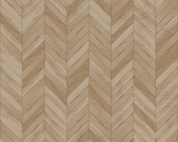 Seamless chevron 45 degree wood texture. Natural Oak hardwood or laminate pattern. Medium size planks. stock photo
