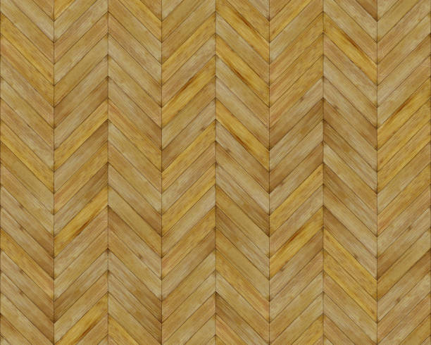istock Seamless chevron 45 degree wood texture. Natural rustic Bamboo hardwood or laminate pattern. Medium size planks. 1276978047