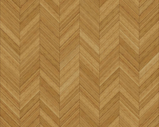 istock Seamless chevron 45 degree wood texture. Natural Bamboo hardwood or laminate pattern. Medium size planks. 1276978114