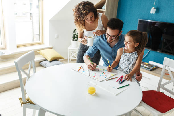 istock Parents teach they young daughter to draw. 1276983428
