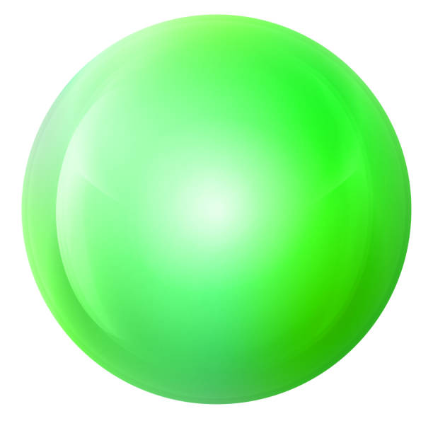 istock Glass neon green ball or precious pearl. Glossy realistic ball, 3D abstract vector illustration highlighted on a white background. Big metal bubble with shadow. 1276986324