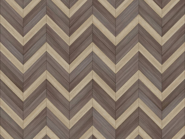 istock Seamless zigzag 2+1 chevron 45 degree wood texture. Natural Birch hardwood or laminate pattern. Medium size planks. 1276986552