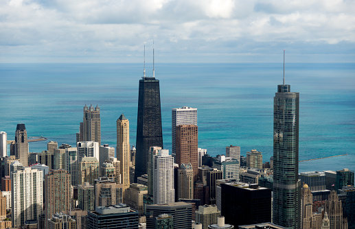 A view of Chicago's skyline and Lake Michigan