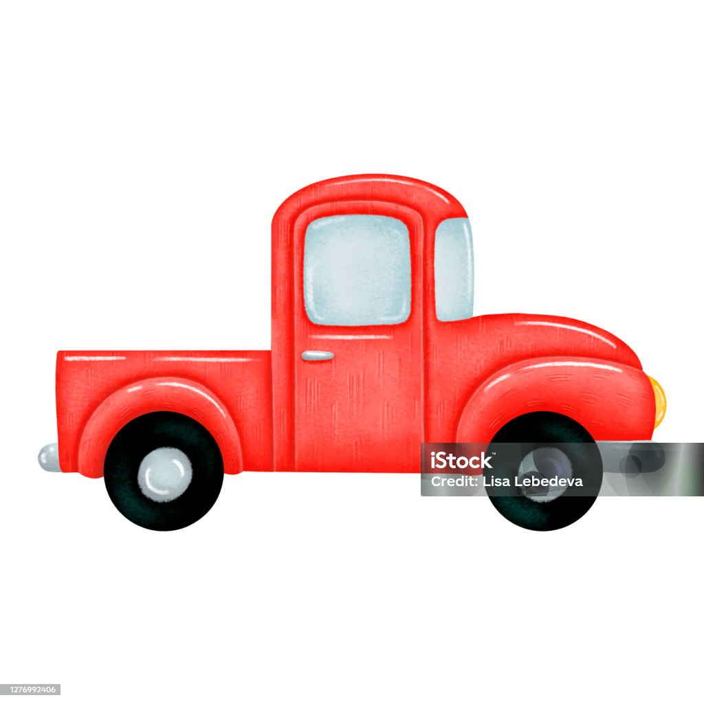 Illustration Of Cute Cartoon Red Empty Pickup Truck Stock Illustration -  Download Image Now - iStock