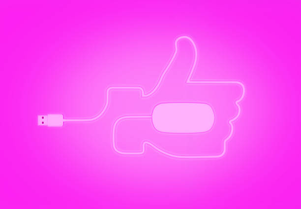 white mouse cable forming a thumbs up symbol - input device usb cable sharing symbol imagens e fotografias de stock