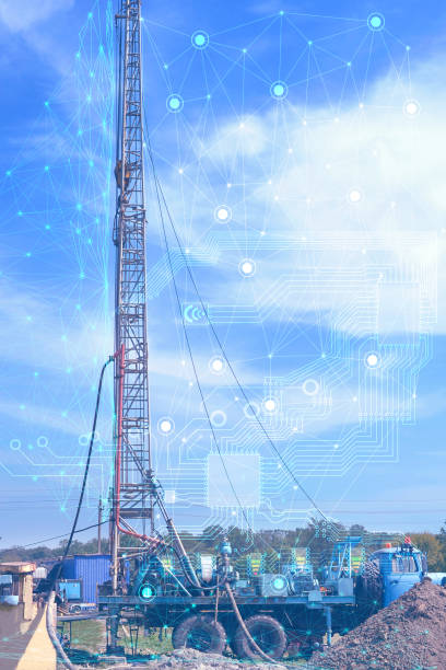 istock exploration and drilling concept for oil and gas production. Geological exploration using artificial intelligence to clarify productive areas and their productivity 1277005023