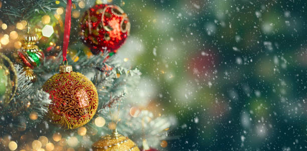 Christmas Tree with colourful Baubles and Decorations