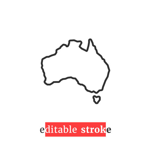 illustrazioni stock, clip art, cartoni animati e icone di tendenza di icona minima modificabile della mappa australia - local landmark