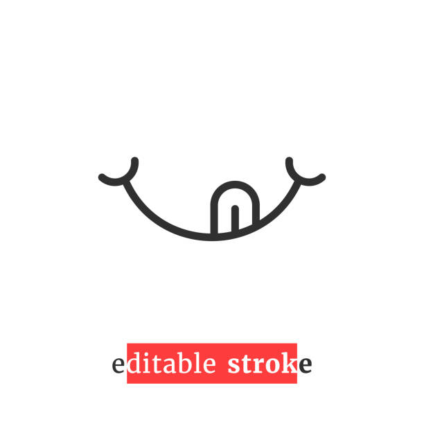 ilustrações de stock, clip art, desenhos animados e ícones de minimal editable stroke tongue icon - gourmet enjoyment food freshness