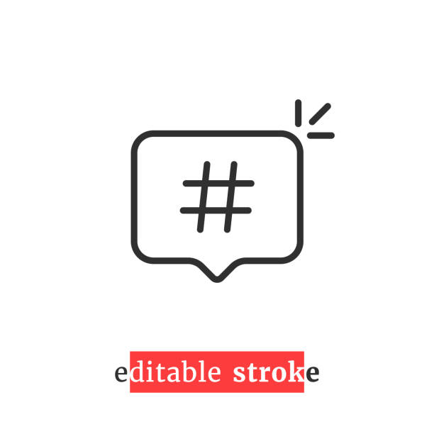 minimale editierbare strich-hashtag-symbol - hashtag stock-grafiken, -clipart, -cartoons und -symbole