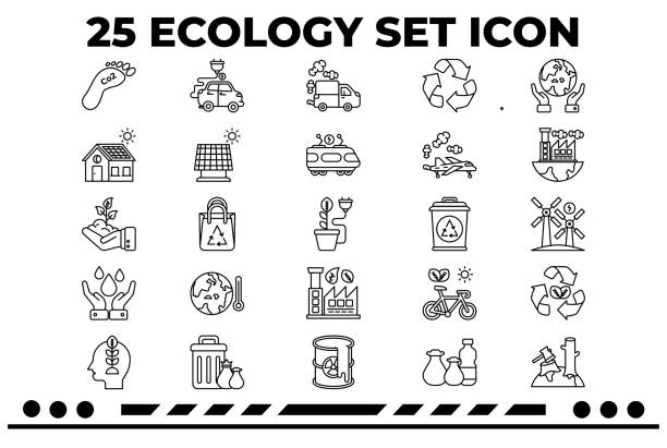 stockillustraties, clipart, cartoons en iconen met 25 ecology & sustainability icons - green friday