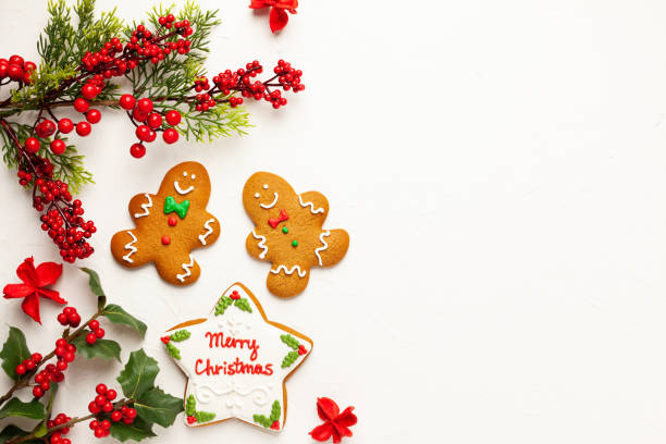 istock Christmas background with gingerbread cookies 1277012178