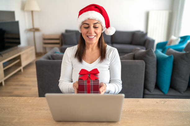 istock Woman is holding a red gift box 1277014464