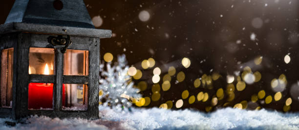 istock Christmas Lantern in the Night on Snow 1277014979