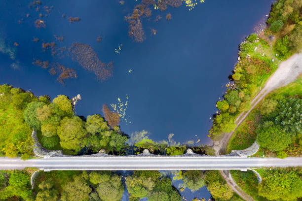istock The view captured by a drone looking directly down on a disused railway viaduct in rural Scotland 1277015732