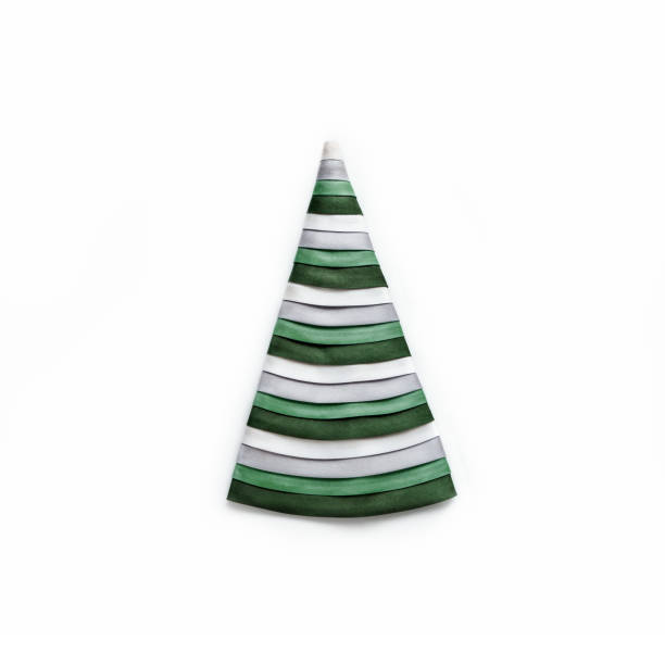 istock Christmas tree from green, gray and white ribbons 1277016156