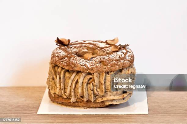 French Pastry  Parisbrest Stock Photo - Download Image Now - Brest - Brittany, Paris - France, Baked Pastry Item