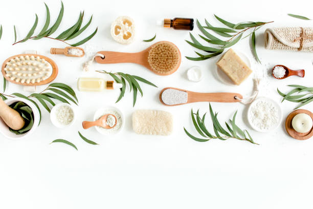 istock Spa concept with eucalyptus oil and eucalyptus leaf extract natural organic spa cosmetics products eco friendly bathroom accessories.Skincare concept 1277017521