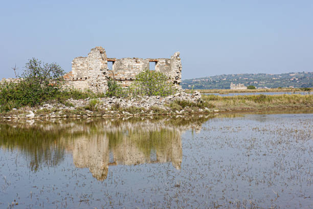 old ruins in the salt pans of Secovlje slovenia stock photo