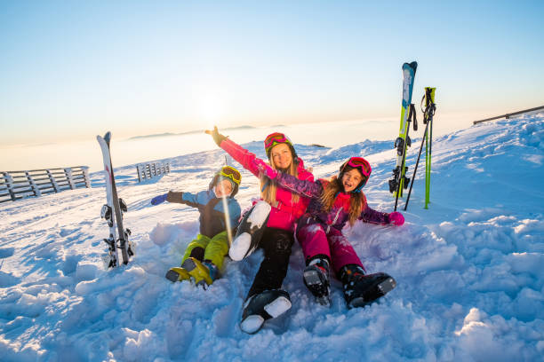 istock Mother with kids on skiing 1277020207