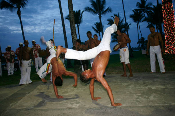 Salvador, Bahia, Brazil - may, 05, 2007 - capoeira, traditional martial fight perform in the afternoon in Salvador, Bahia, Brazil