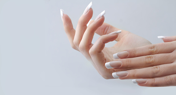 Beautiful Hands With Manicured French Nails Manicure Stock Photo - Download  Image Now - iStock