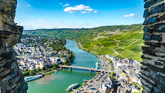 View to beautiful Bern Kastel Kues and the river Moselle in Germany