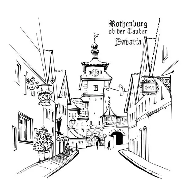 Vector illustration of Rothenburg ob der Tauber, Germany