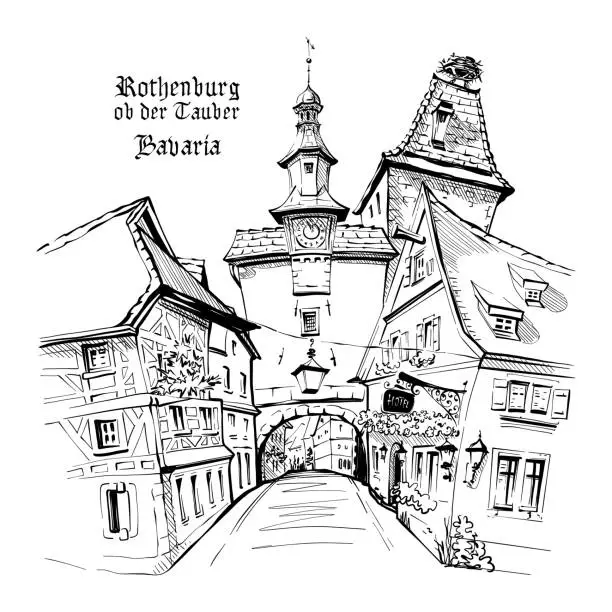 Vector illustration of Rothenburg ob der Tauber, Germany