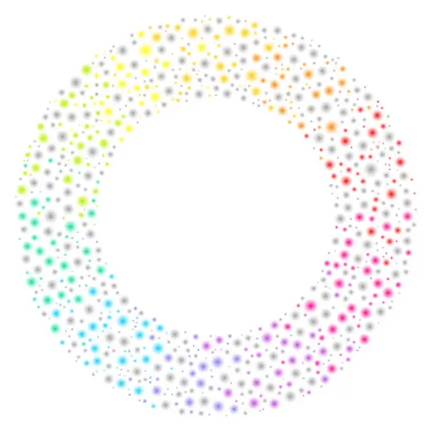 Vector illustration of Simple rainbow dotted circle