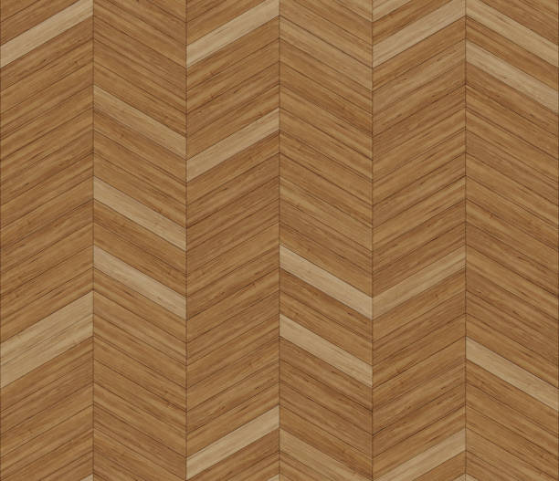 istock Seamless zigzag chevron 30 degree wood texture. Natural Oak hardwood or laminate pattern. Medium size planks. 1277034079