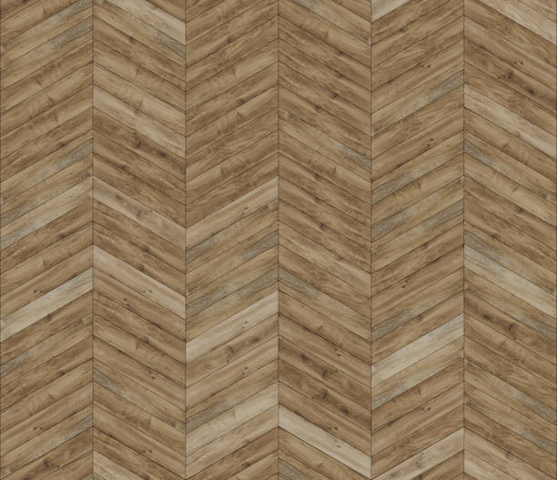 istock Seamless zigzag chevron 30 degree wood texture. Natural Oak hardwood or laminate pattern. Medium size planks. 1277034084