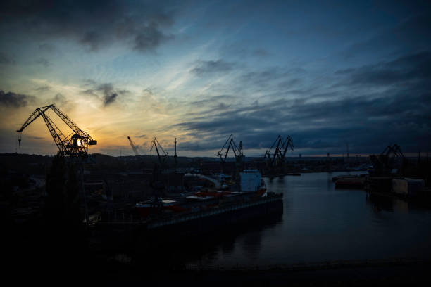 istock Gdansk Shipyard by night 1277037118