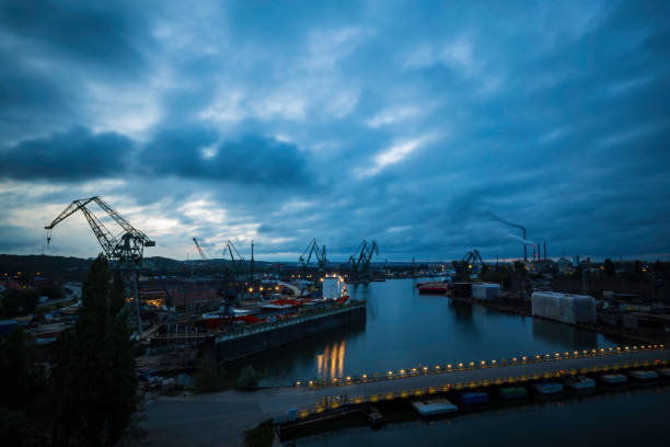 istock Gdansk Shipyard by night 1277037119