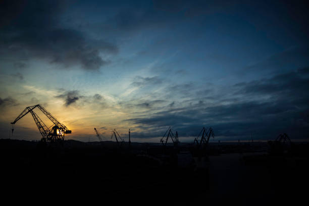 istock Gdansk Shipyard by night 1277037120