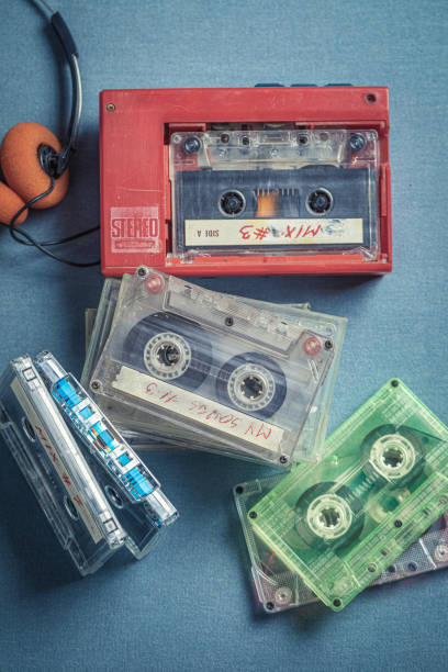 istock Old cassette tape with headphones and player 1277037528