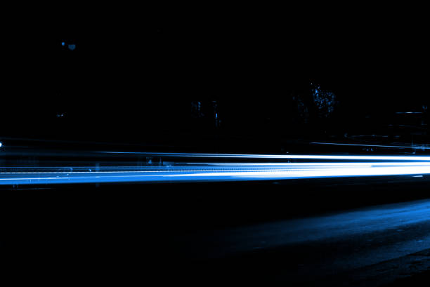 Traffic Light Trails on the Road in Rome, Lazio, Italy