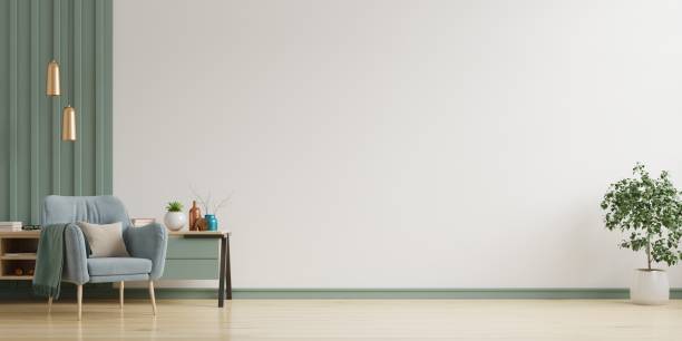 istock The interior has a armchair on empty white wall background. 1277041659