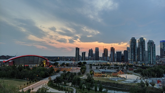 Panoramic view of the City of Calgary in Alberta, Canada.