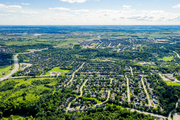 Aerial Kleinburg townscape, Ontario, Canada Ontario, Canada. northern ontario stock pictures, royalty-free photos & images