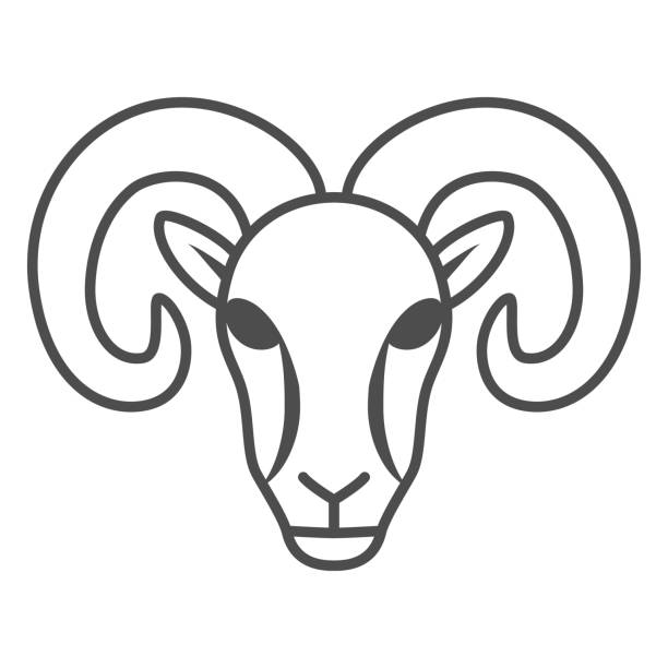 Ram Thin Line Icon Farm Animals Concept Sheep Sign On White Background  Silhouette Of Ram Icon In Outline Style For Mobile Concept And Web Design  Vector Graphics Stock Illustration - Download Image