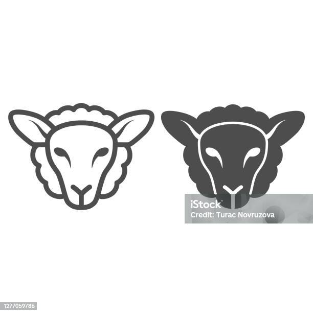 Sheep Head Line And Solid Icon Farm Animals Concept Lamb Sign On White  Background Silhouette Of