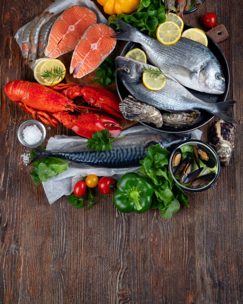 istock Assortment of fresh raw fish and seafood 1277060609