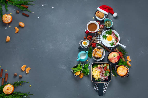 istock Christmas tree made of breakfast menu 1277060641