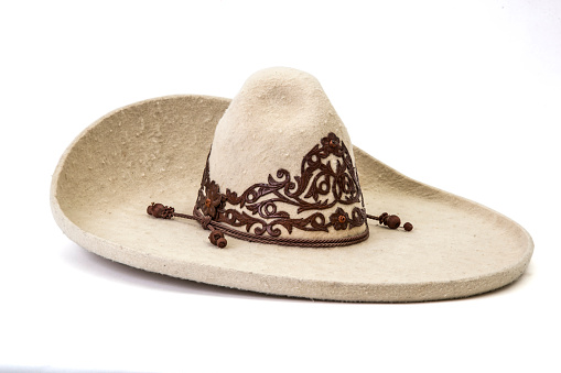 texture detail of charro white hat in white background