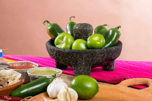 istock Typical Mexican food dishes with sauces on colorful table. 1277065184