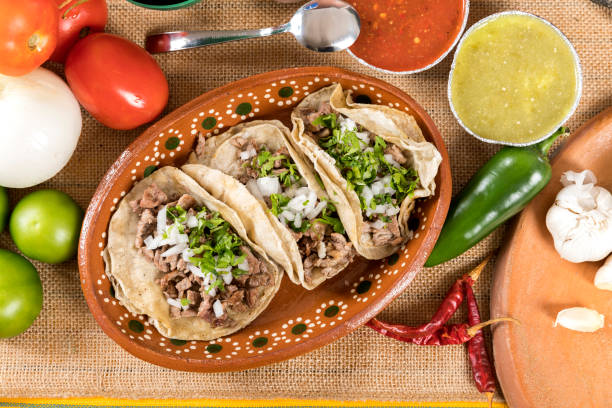 istock Typical Mexican food dishes with sauces on colorful table. 1277065307