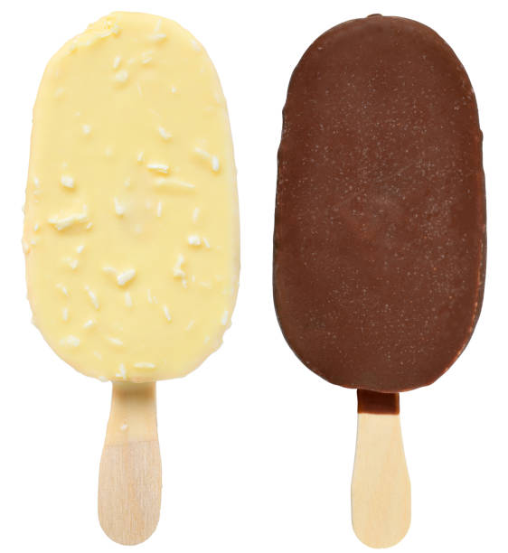 istock Two bitten ice cream on a stick covered in chocolate 1277066670
