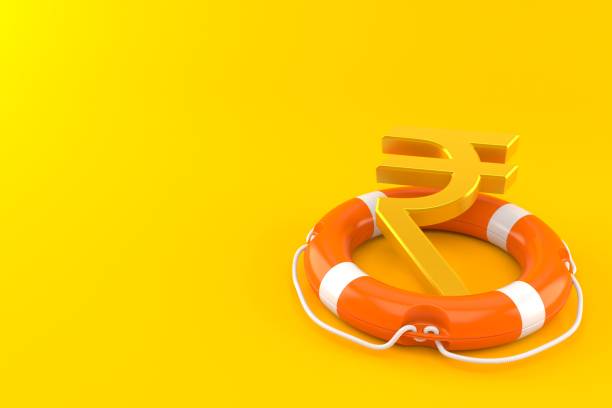 istock Rupee currency symbol inside life buoy 1277067349